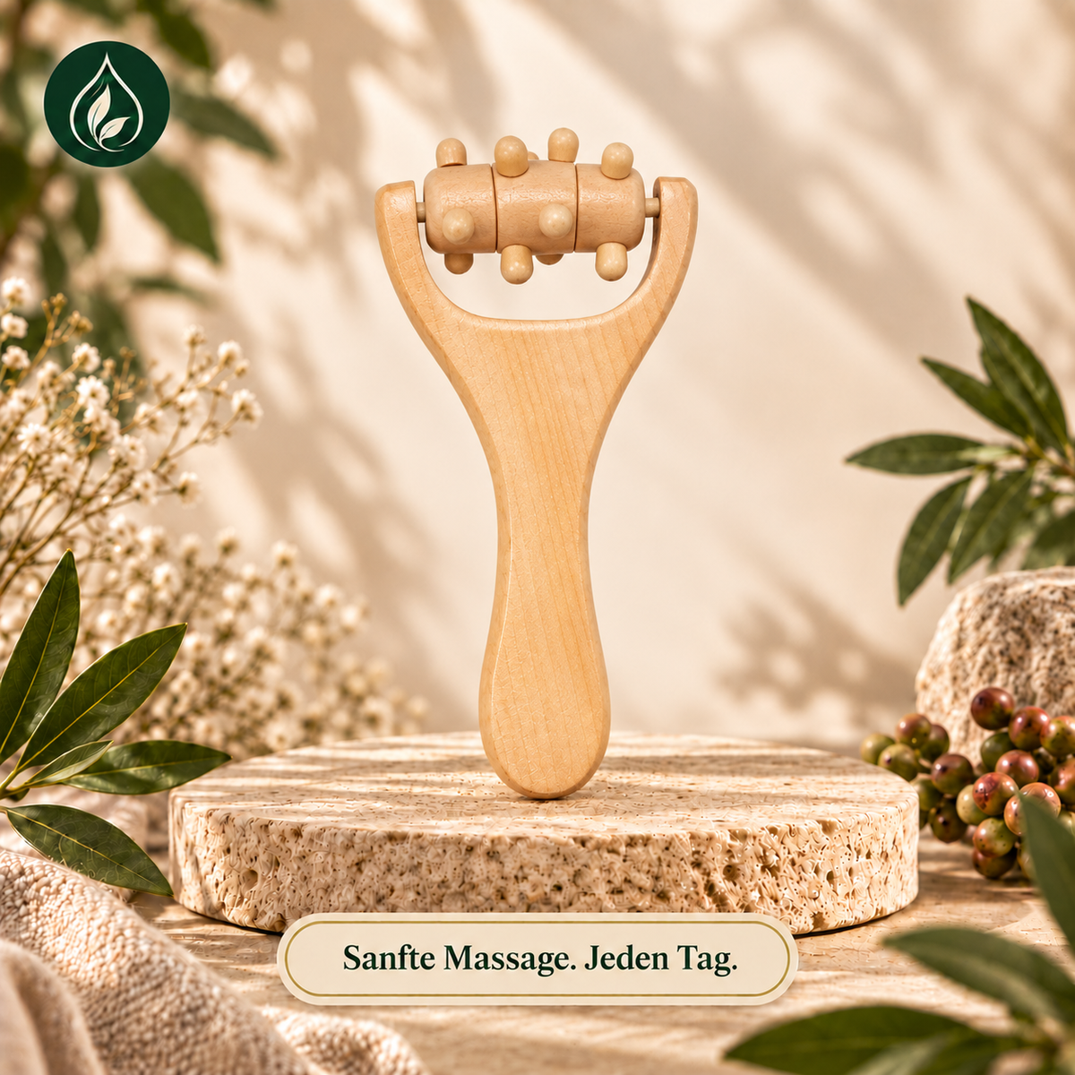 Lymera® Holz-Massageroller mit Noppen